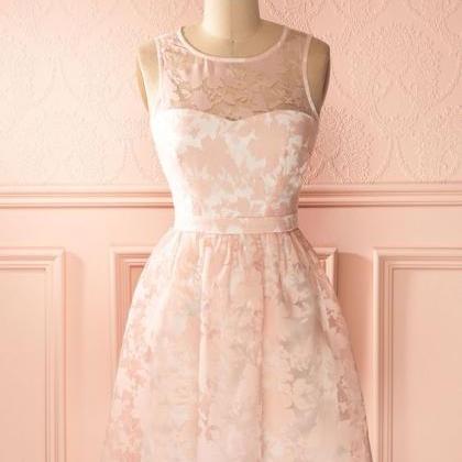 Vintage Prom Dress, Pink Prom Gowns, Mini Short..
