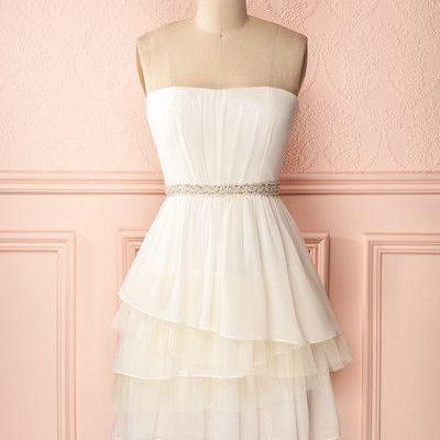 Prom Dress, White Prom Gowns, Mini Short..