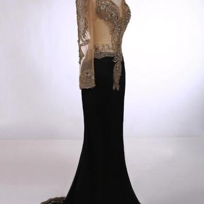 Black Mermaid Prom Dresses Floor-length Prom Dress..