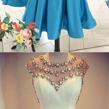 Adorable A-line Blue Short Homecoming Dress With..