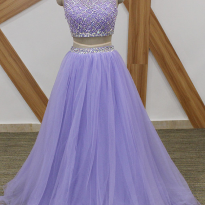 Lavender Long Prom Dresses Sparkly Beaded Top 2..