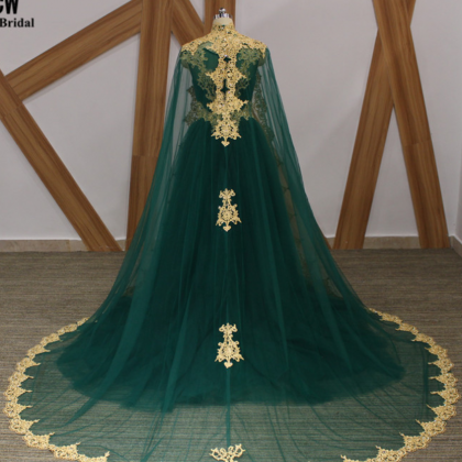 Long Prom Dresses 2018 Green Tulle A Line Arabic..