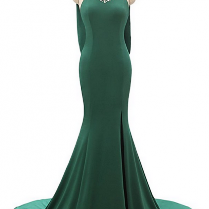 A Line Train Emerald Homecoming Dresses Side Split..