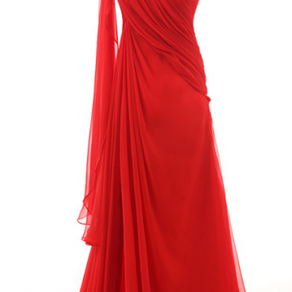 Simple Red Dresses,sexy One Shoulder Long Prom..
