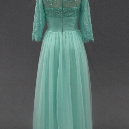 A-line Tulle Prom Dress,lace Floor-length Evening..