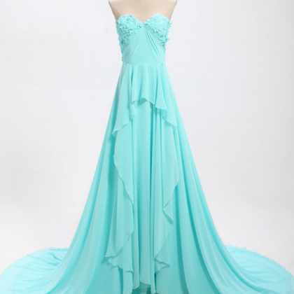 Elegant Blue Sweetheart Long Prom Dresses , Prom..