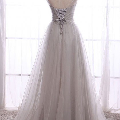 Charming Crystal Tulle Long Prom Dresses Floor..