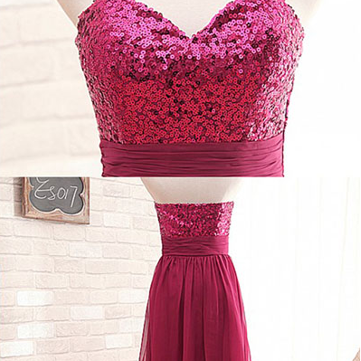 Simple A-line Sweetheart Strapless Chiffon Long..