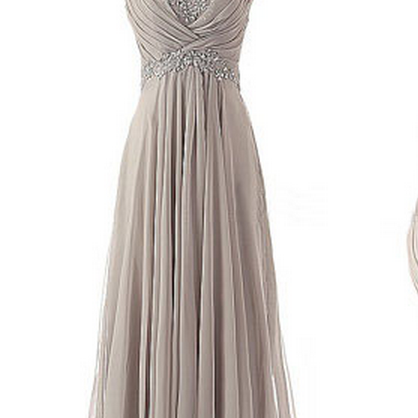Long Prom Dress, Gray Prom Dress, Chiffon Prom..