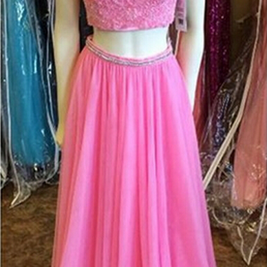 Cap Sleeves Two Pieces Long Prom Dresses,..