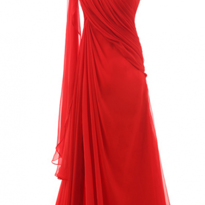 Simple Red Dresses,sexy One Shoulder Long Prom..