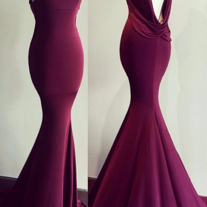 Burgundy Prom Dresses,sexy Backless Evening..