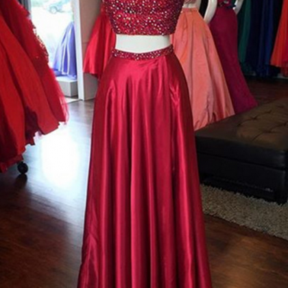 Pink and Burgundy Deep V Neck Sequin Sexy A-line Long Prom Dress, PD0312 main image 0