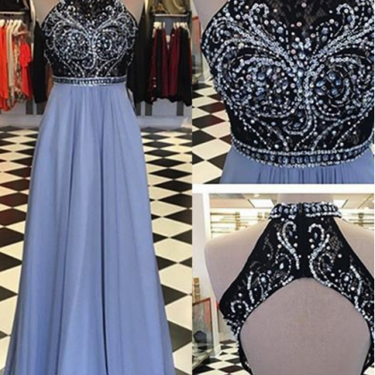 Charming Prom Dress, Black And Blue Prom Dress,..