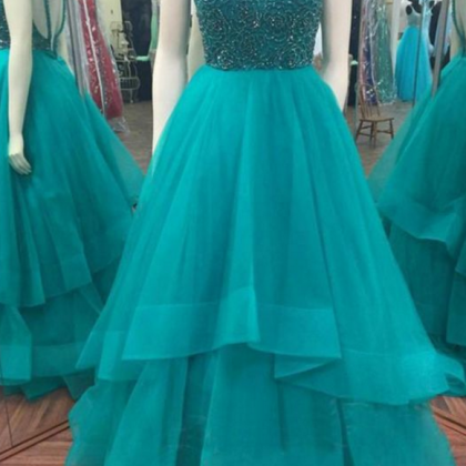 Open Back Prom Dress With Tiered Skirt