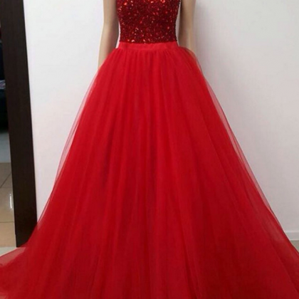 Halter Long Red Prom Dress With Beads