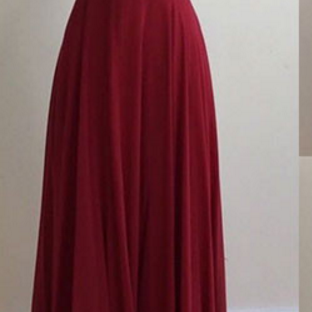 Dark Red Beaded Long Prom Dress