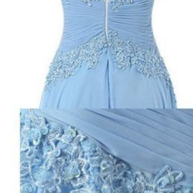 Blue Long Chiffon Formal Occasion Dress With..