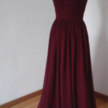 Burgundy Formal Occasion Dress With Spaghetti..