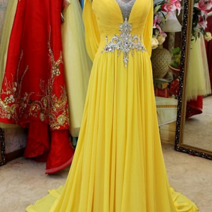 Open Back Yellow Formal Occasion Dress