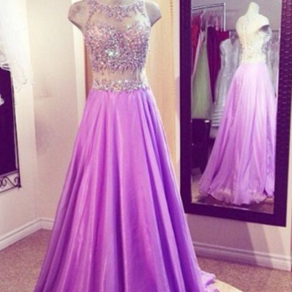 Long Organza Prom Dress With Beaded Illusion..