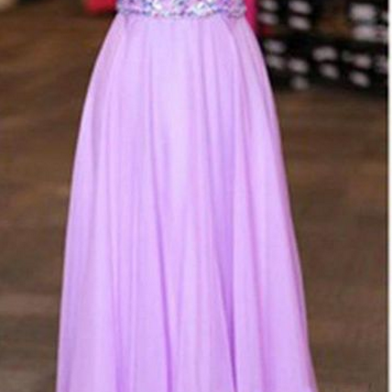 Halter Lilac Beaded Prom Dress Evening Dresses