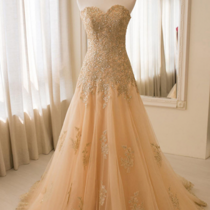 Anna Strapless Jacquard Dress Champagne