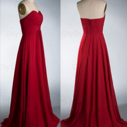 Dark Red Chiffon Formal Occasion Dress Bridesmaid..