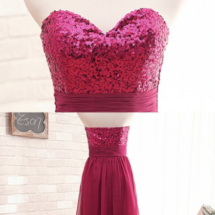 Rose Red Sequin Bridesmaid Dress Party Dress..
