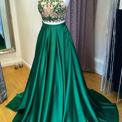 Pieces Prom Dress With Illusion Top Evening..