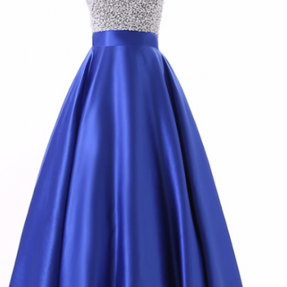 Royal Blue Sequined Dress With Satin Gown,..