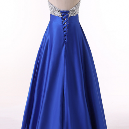 Royal Blue Sequined Dress With Satin Gown,..