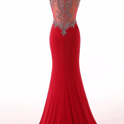 Vintage Burgundy Chiffon Beaded Mermaid Long Party Dress Evening Dress With Ribbon D922