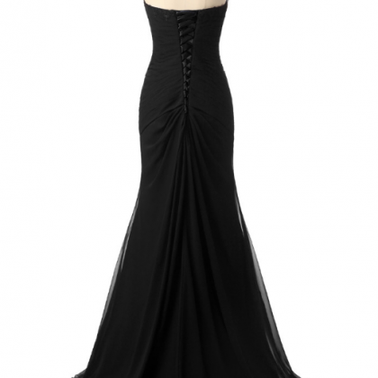 Elegant V Neck Black Chiffon Beaded Mermaid Evening Dress Long Birthday Party Gown With Scarf