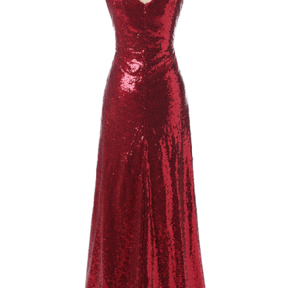 A Sequined Evening Gown With A V-neck Gown