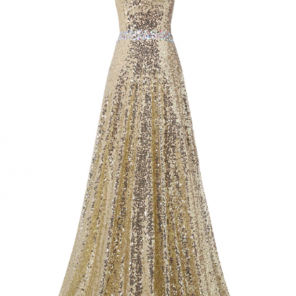 Luxurious Design Gold Evening Gown Long Ball Gown..
