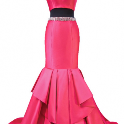 The Prom Gown Is A Sexy African Pink Two-part Ball..