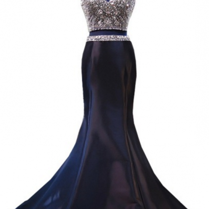 Prom Dress, Stunning Sleeveless Black Mermaid..