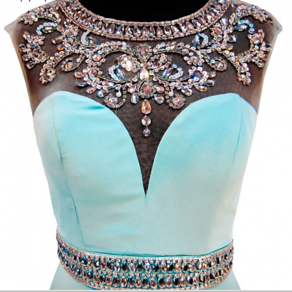 The Stunning Pale Blue Gown With A Beaded Crystal..