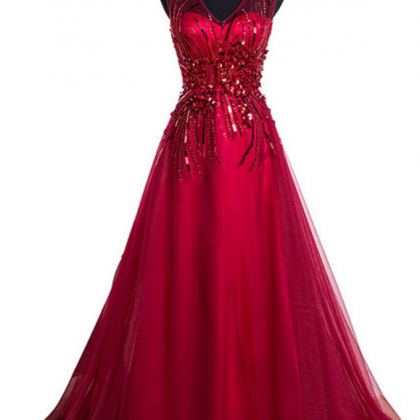 The Luxurious Beaded Crystal Sequined Evening Gown..