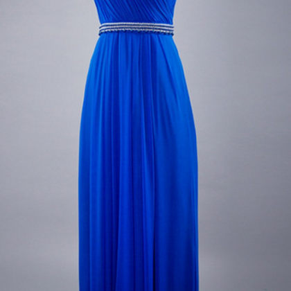Baby Blue Double Shoulder Pleated Party Dress..