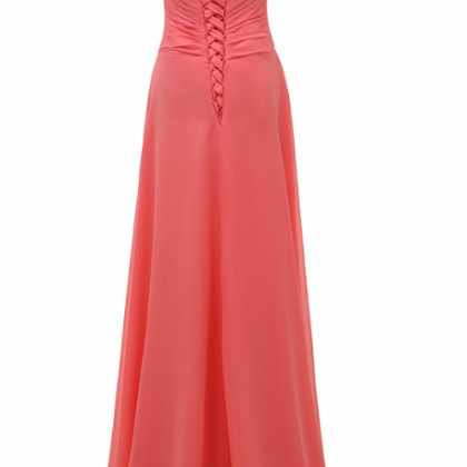 Chiffon Watermelon Red Ball Gown Party Gown..