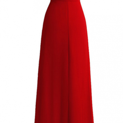 Sexy Deep V-neck Red Evening Dress, Dress Chiffon..