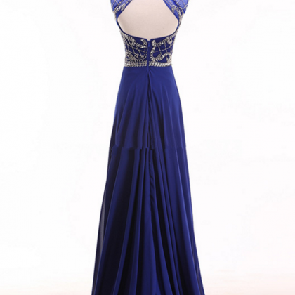 Royal Blue Beach Evening Gown, Sequined Evening..