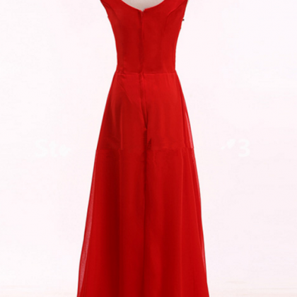 Elegant Red Evening Dress, Crystal Evening Gown,..