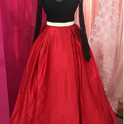 Long Sleeves Prom Dresses Ball Gowns Open Back..