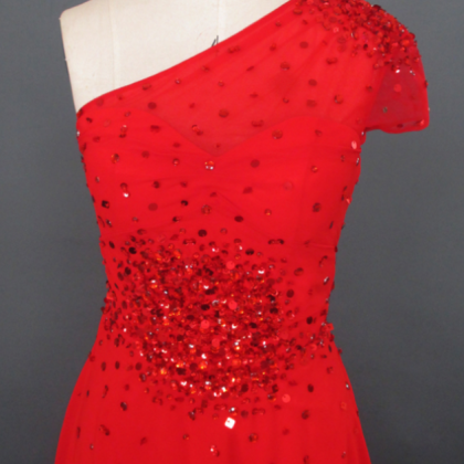 Red Chiffon Prom Dresses Simple Evening Dress