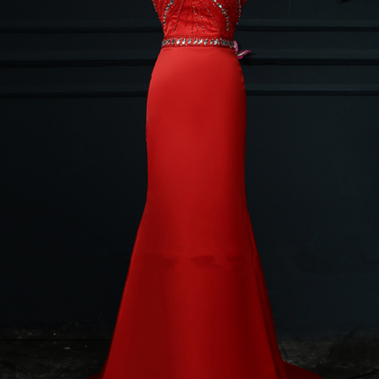 Robe Red Pearl Foil Spaghetti Lung Luxury Satin..