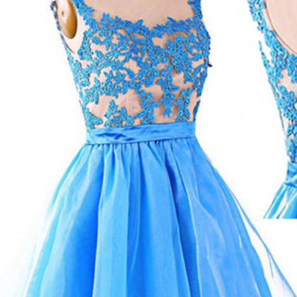 Short Prom Dress, Blue Line Dress, Home Dress,