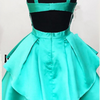 Mint Green Homecoming Dress, Short V Neck Prom..